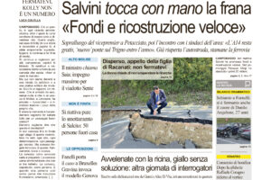 La prima pagina dell’edizione in edicola oggi