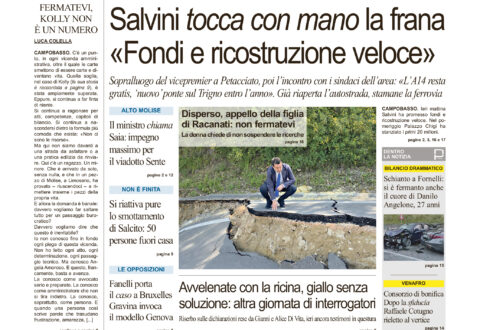 La prima pagina dell’edizione in edicola oggi