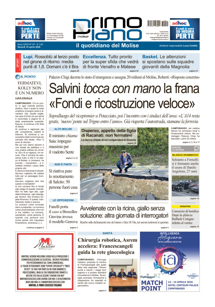 La prima pagina dell’edizione in edicola oggi