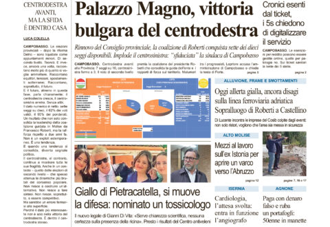 La prima pagina dell’edizione in edicola oggi