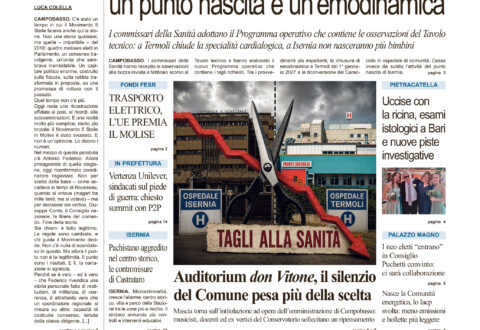 La prima pagina dell’edizione in edicola oggi