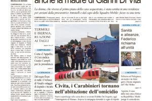 La prima pagina dell’edizione in edicola oggi