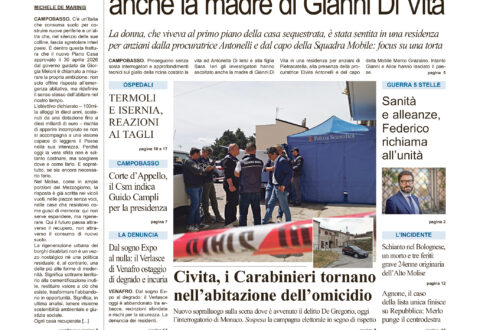 La prima pagina dell’edizione in edicola oggi
