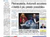 La prima pagina dell’edizione in edicola oggi