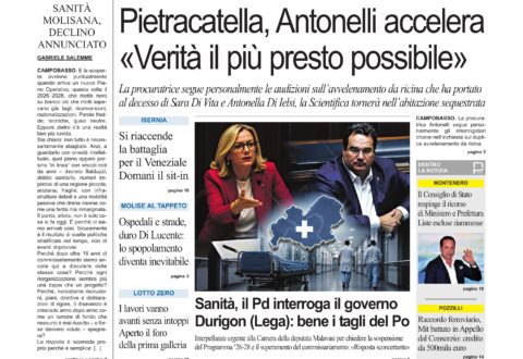 La prima pagina dell’edizione in edicola oggi