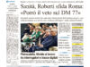 La prima pagina dell’edizione in edicola oggi