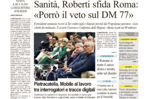 La prima pagina dell’edizione in edicola oggi
