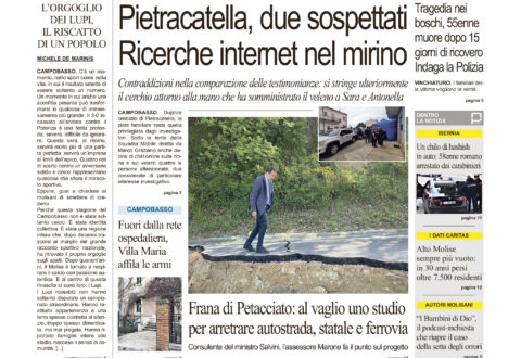 La prima pagina dell’edizione in edicola oggi
