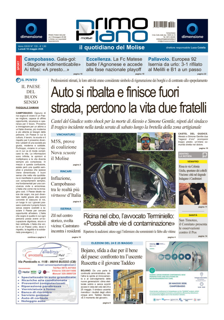 La prima pagina dell’edizione in edicola oggi