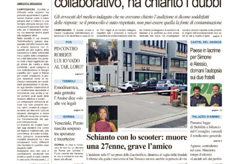 La prima pagina dell’edizione in edicola oggi