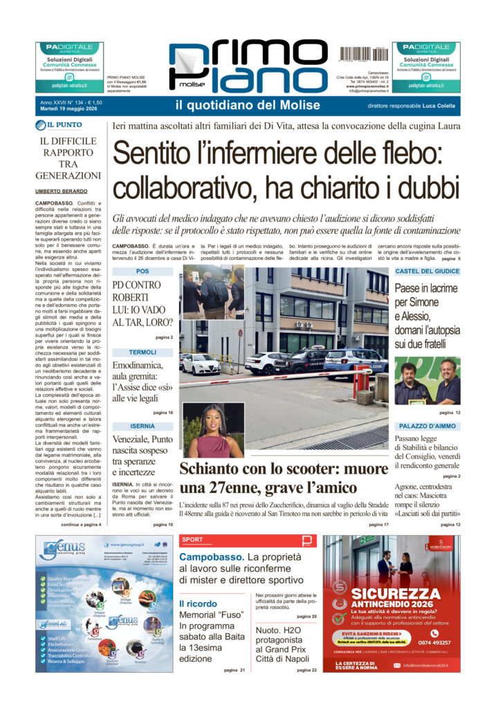 La prima pagina dell’edizione in edicola oggi